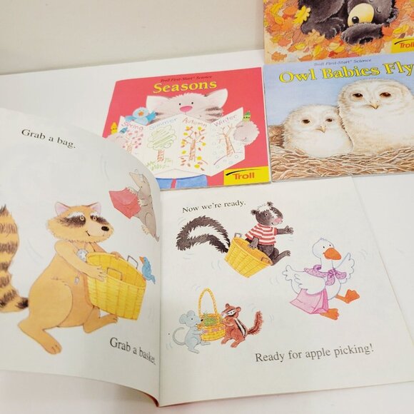 4 Troll First Start Science Mini Books Seasons Owl Babies Bears Apple Picking - Picture 2 of 6